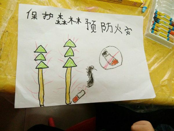 森林防火人人有责宣传板报 保护森林幼儿主题绘画 保护森林幼儿主题