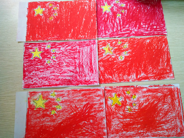 蜡笔画《国旗》