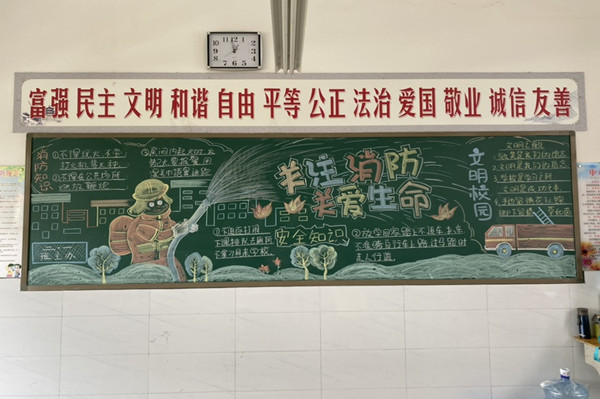 [唐庄] 第二小学举办"消防安全"为主题的黑板报展示活动