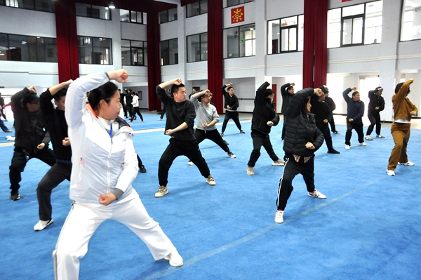 市教育局组织体育老师简化少林拳培训